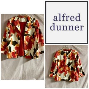 ALFRED DUNNER FLORAL PRINT OPEN FRONT BLAZER